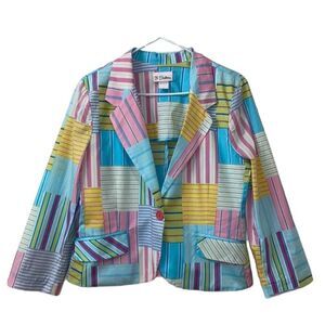 3 Sisters Pastel Plaid Patchwork Blazer Jacket Women’s Size Medium